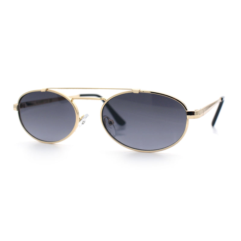 Retro Top Double Bridge Hustler Oval Metal Rim Sunglasses