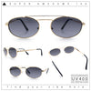 Retro Top Double Bridge Hustler Oval Metal Rim Sunglasses