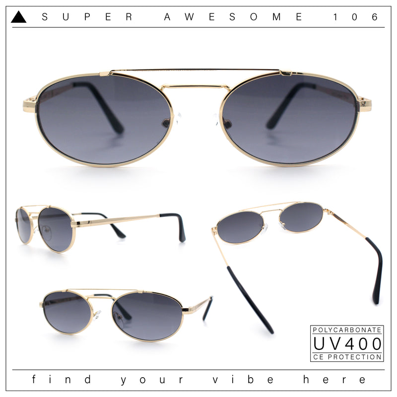 Retro Top Double Bridge Hustler Oval Metal Rim Sunglasses