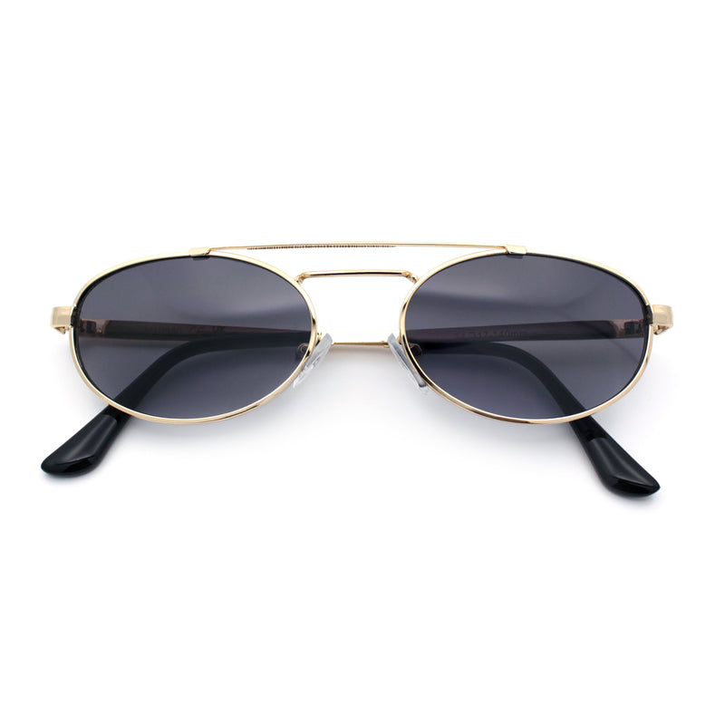Retro Top Double Bridge Hustler Oval Metal Rim Sunglasses