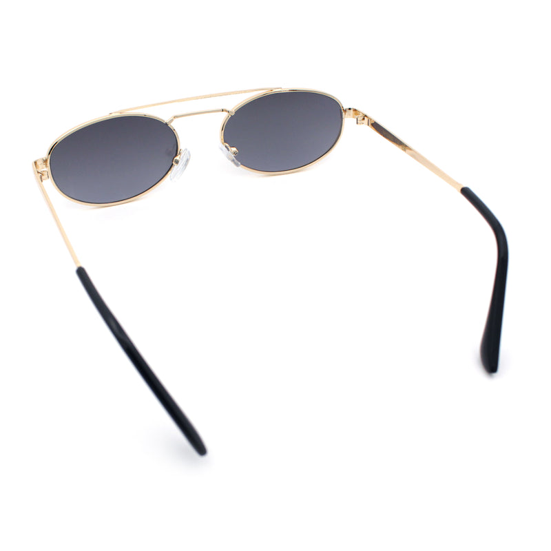 Retro Top Double Bridge Hustler Oval Metal Rim Sunglasses
