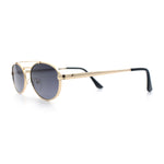 Retro Top Double Bridge Hustler Oval Metal Rim Sunglasses