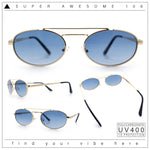 Retro Top Double Bridge Hustler Oval Metal Rim Sunglasses