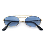 Retro Top Double Bridge Hustler Oval Metal Rim Sunglasses