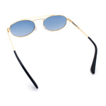 Retro Top Double Bridge Hustler Oval Metal Rim Sunglasses