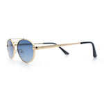 Retro Top Double Bridge Hustler Oval Metal Rim Sunglasses