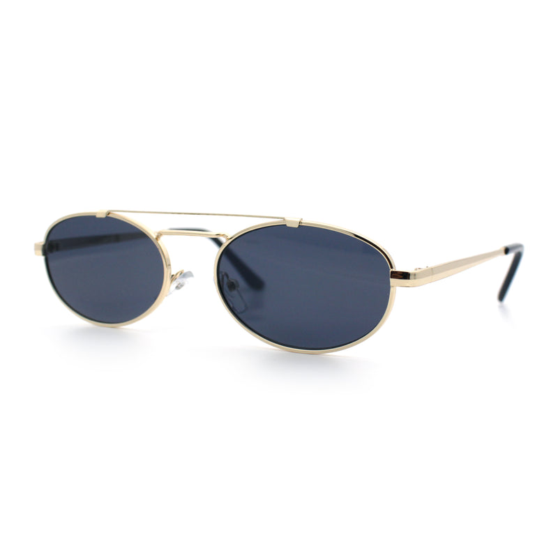 Retro Top Double Bridge Hustler Oval Metal Rim Sunglasses