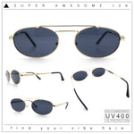 Retro Top Double Bridge Hustler Oval Metal Rim Sunglasses