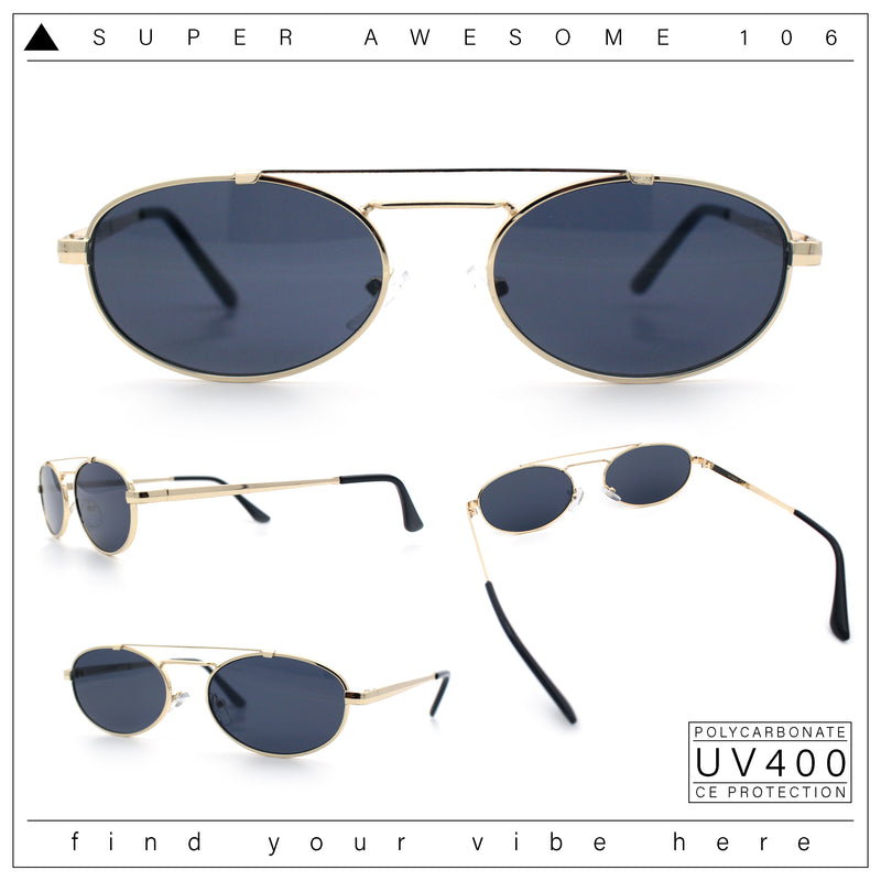 Retro Top Double Bridge Hustler Oval Metal Rim Sunglasses