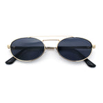 Retro Top Double Bridge Hustler Oval Metal Rim Sunglasses
