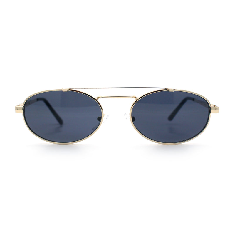 Retro Top Double Bridge Hustler Oval Metal Rim Sunglasses