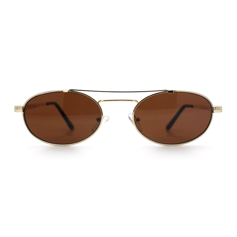 Retro Top Double Bridge Hustler Oval Metal Rim Sunglasses