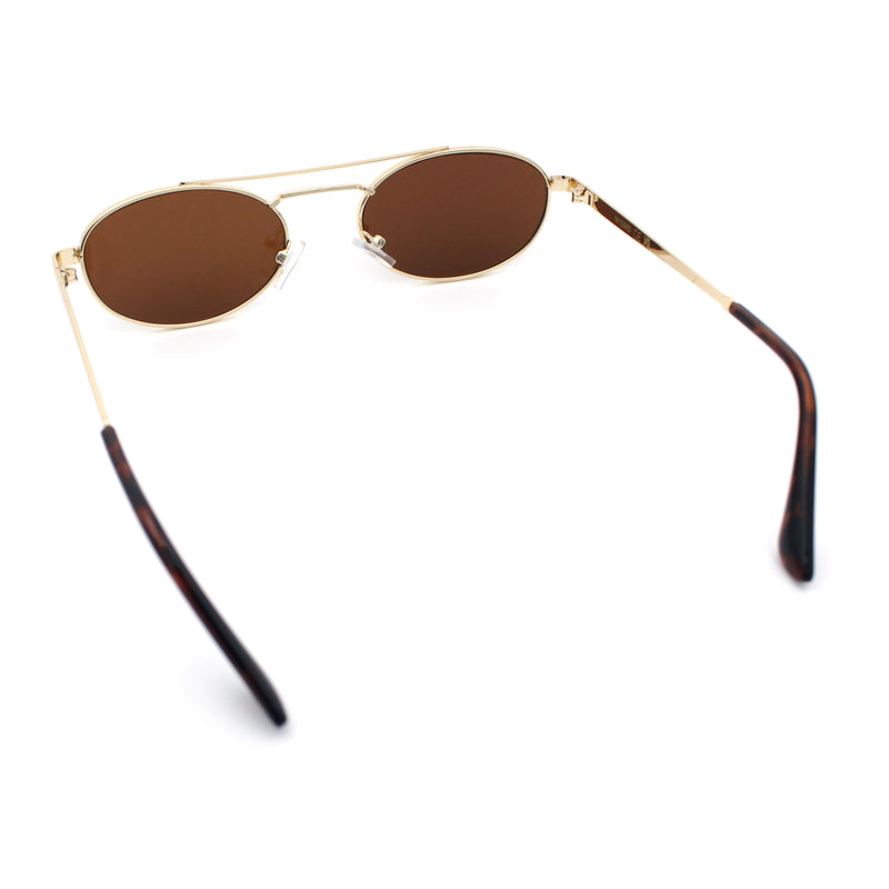 Retro Top Double Bridge Hustler Oval Metal Rim Sunglasses