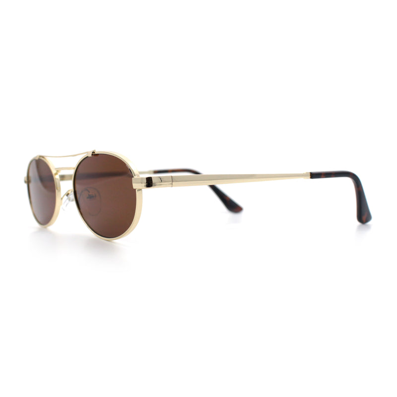 Retro Top Double Bridge Hustler Oval Metal Rim Sunglasses