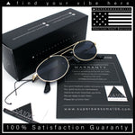 Retro Top Double Bridge Hustler Oval Metal Rim Sunglasses