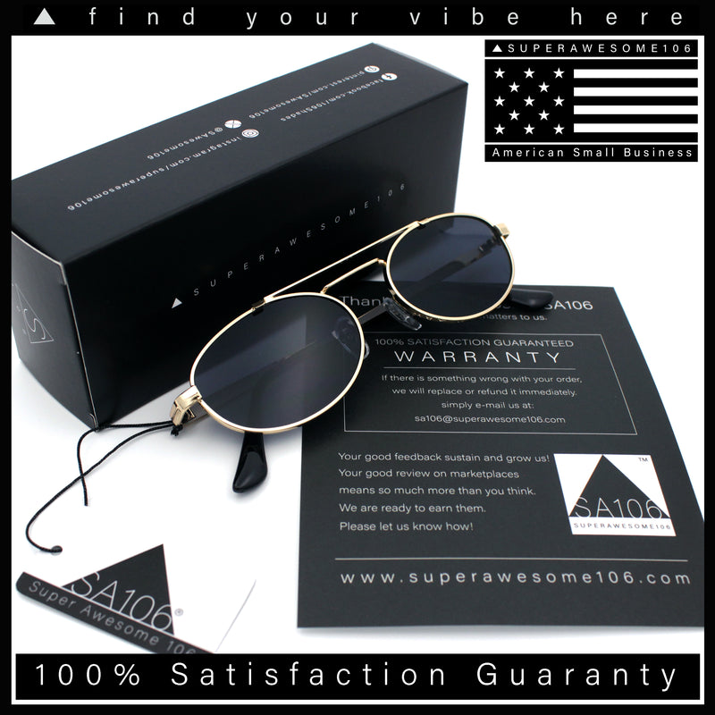 Retro Top Double Bridge Hustler Oval Metal Rim Sunglasses