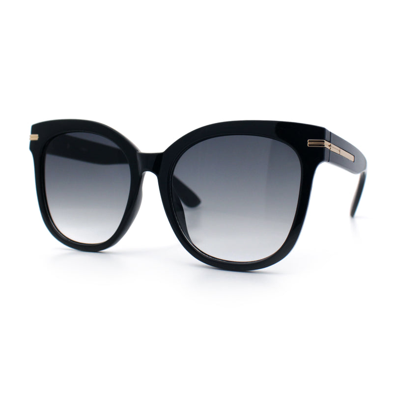 Womens XL Oversized High Temple Horn Rim Plastic Sunglasses