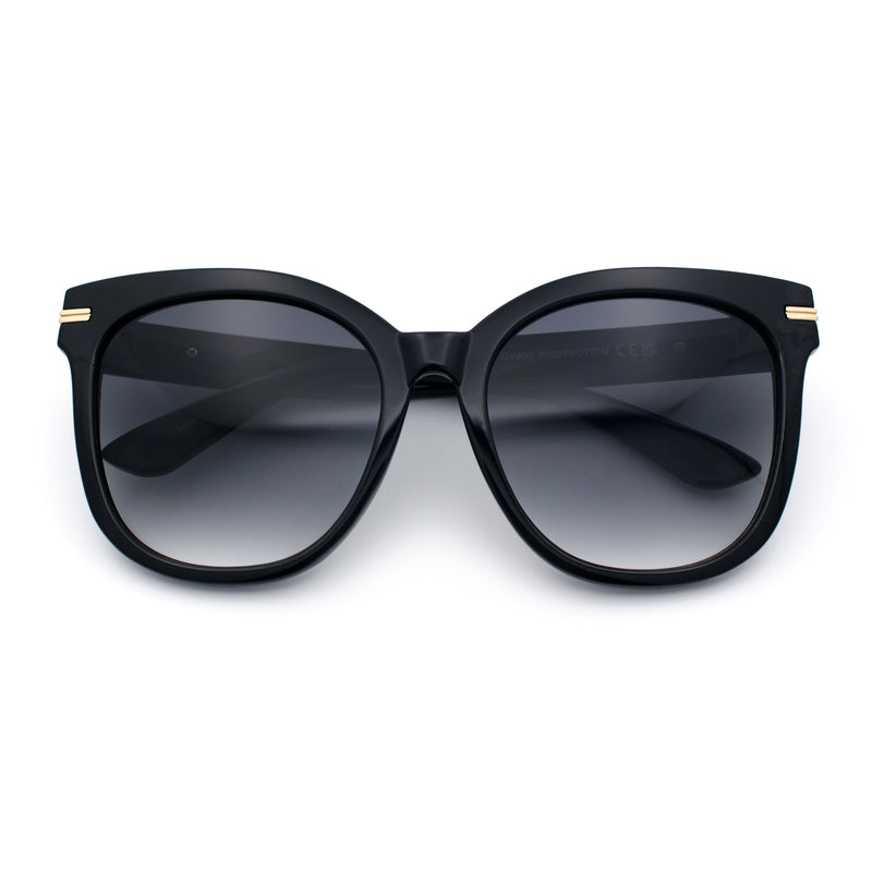 Womens XL Oversized High Temple Horn Rim Plastic Sunglasses