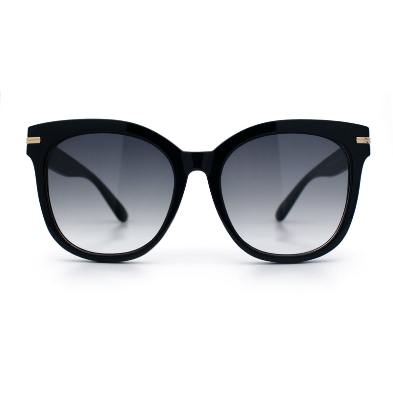Womens XL Oversized High Temple Horn Rim Plastic Sunglasses