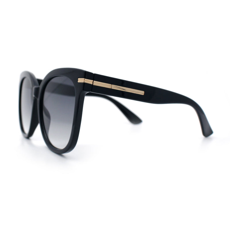 Womens XL Oversized High Temple Horn Rim Plastic Sunglasses