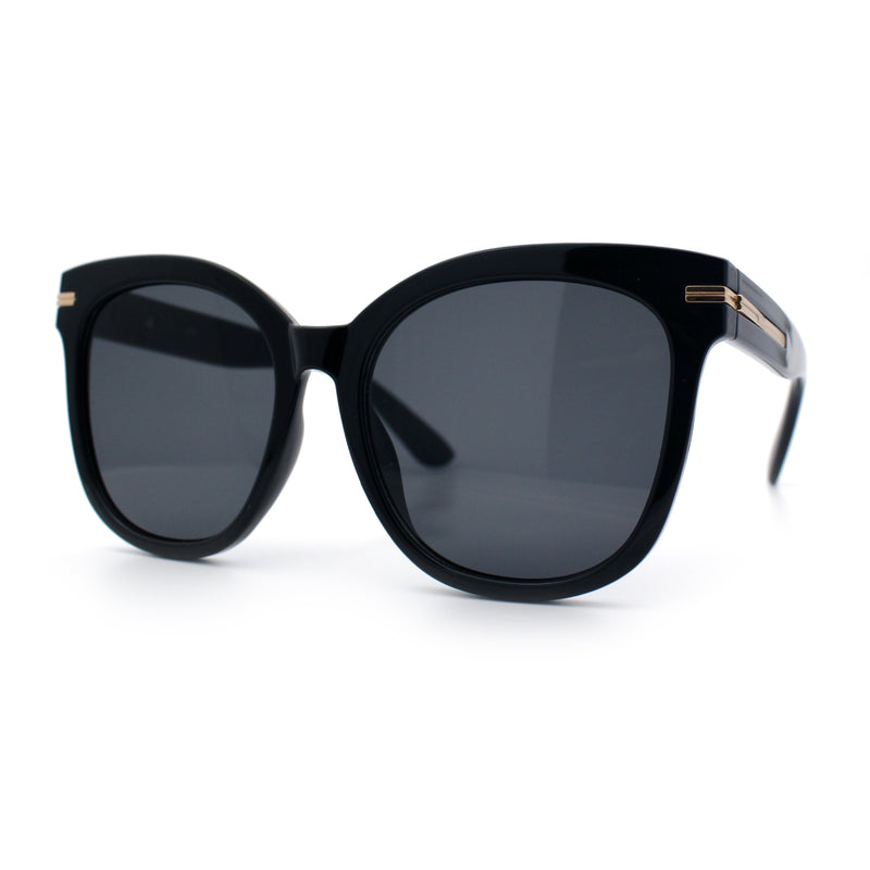 Womens XL Oversized High Temple Horn Rim Plastic Sunglasses