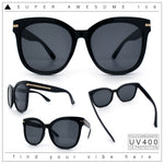 Womens XL Oversized High Temple Horn Rim Plastic Sunglasses