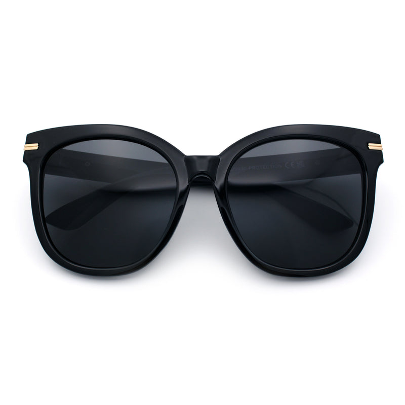 Womens XL Oversized High Temple Horn Rim Plastic Sunglasses