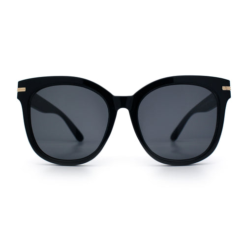 Womens XL Oversized High Temple Horn Rim Plastic Sunglasses