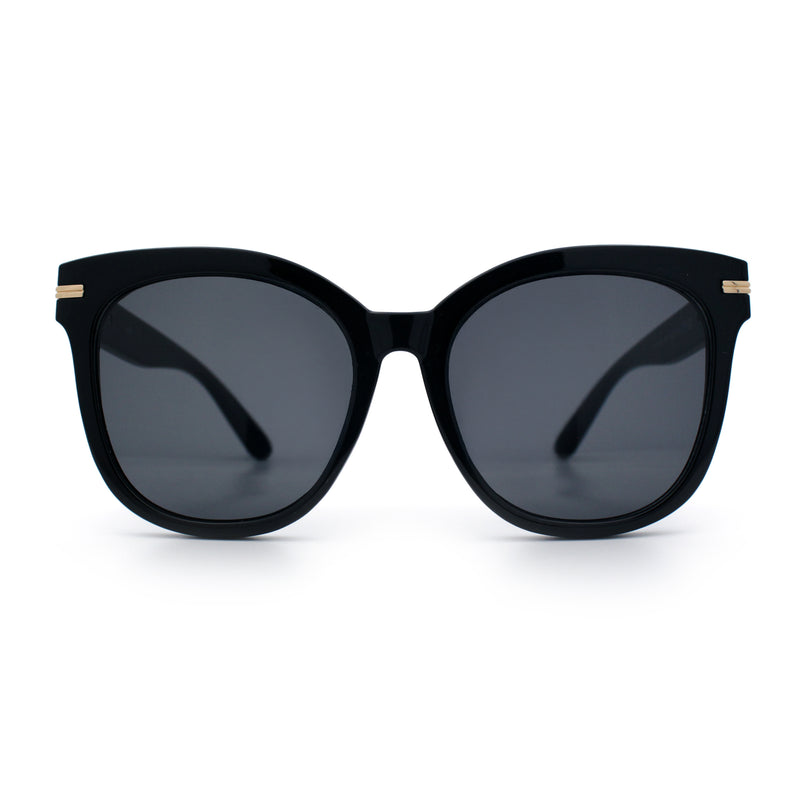Womens XL Oversized High Temple Horn Rim Plastic Sunglasses