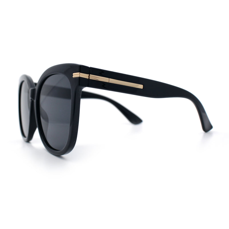 Womens XL Oversized High Temple Horn Rim Plastic Sunglasses