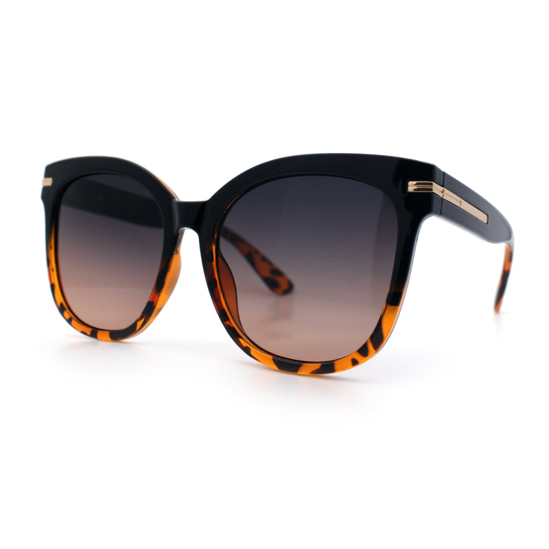 Womens XL Oversized High Temple Horn Rim Plastic Sunglasses