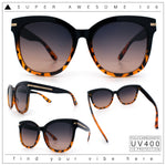 Womens XL Oversized High Temple Horn Rim Plastic Sunglasses