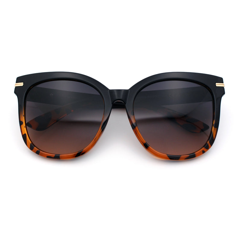 Womens XL Oversized High Temple Horn Rim Plastic Sunglasses