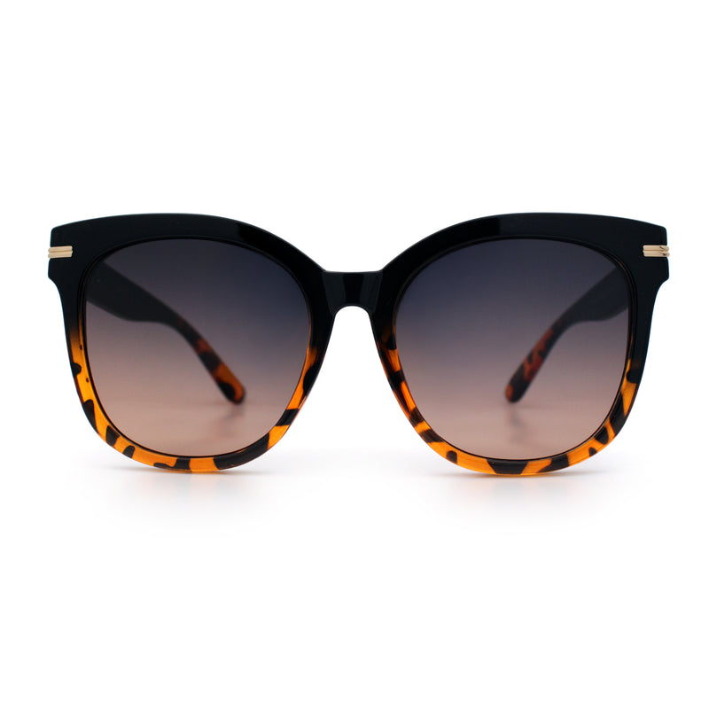 Womens XL Oversized High Temple Horn Rim Plastic Sunglasses