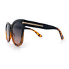 Womens XL Oversized High Temple Horn Rim Plastic Sunglasses