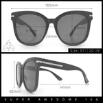 Womens XL Oversized High Temple Horn Rim Plastic Sunglasses