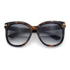 Womens XL Oversized High Temple Horn Rim Plastic Sunglasses