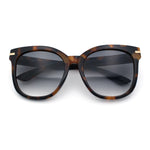 Womens XL Oversized High Temple Horn Rim Plastic Sunglasses