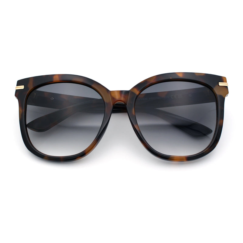 Womens XL Oversized High Temple Horn Rim Plastic Sunglasses