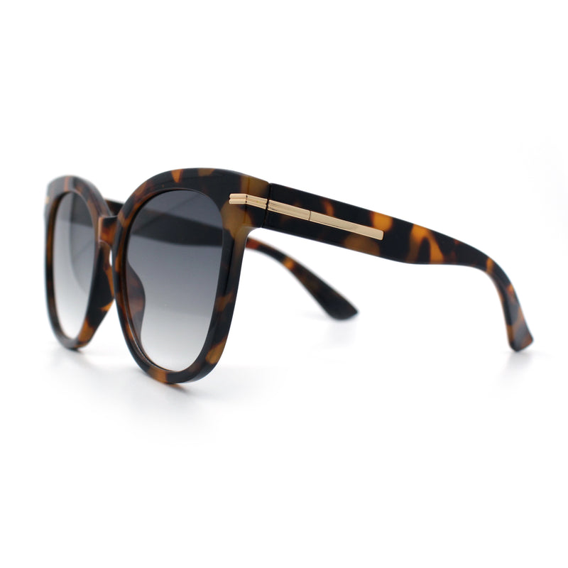 Womens XL Oversized High Temple Horn Rim Plastic Sunglasses