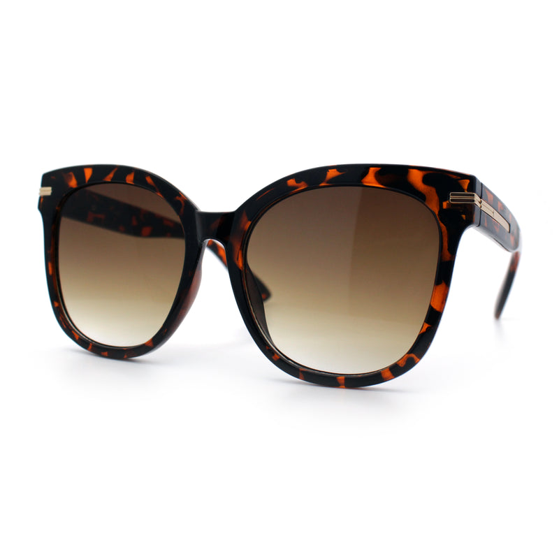 Womens XL Oversized High Temple Horn Rim Plastic Sunglasses