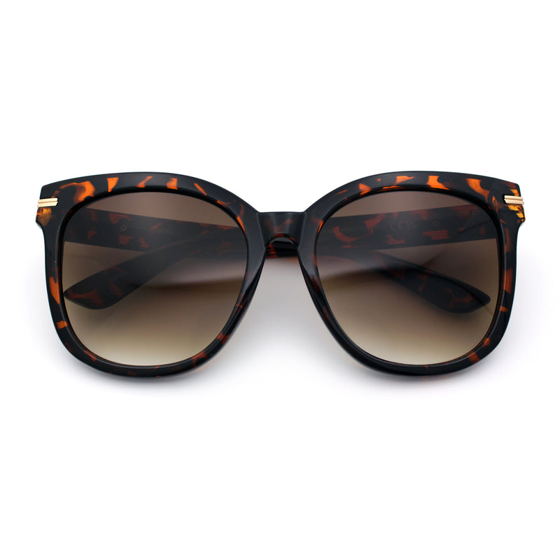 Womens XL Oversized High Temple Horn Rim Plastic Sunglasses