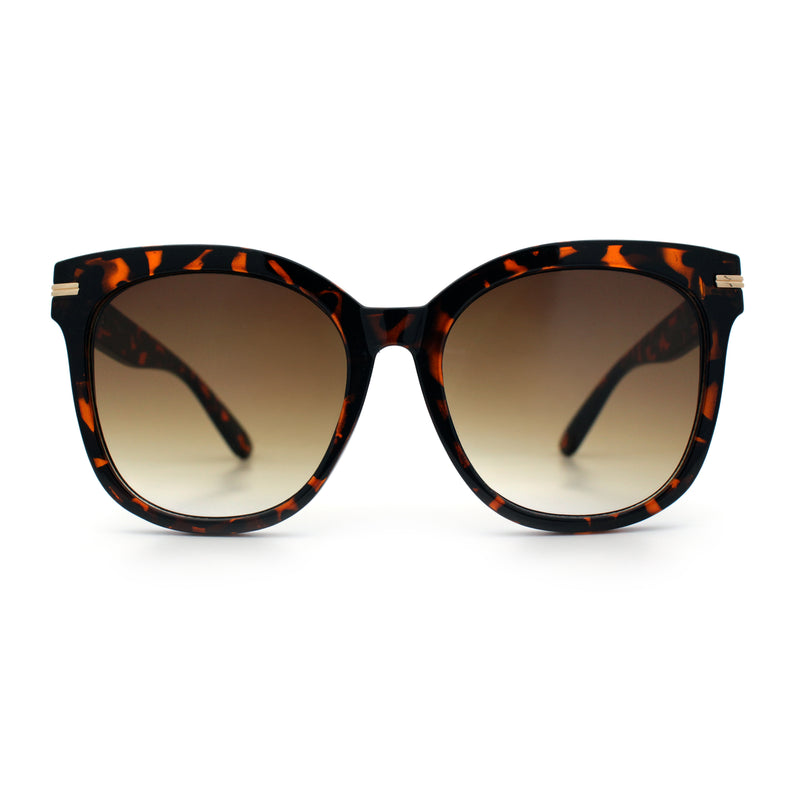 Womens XL Oversized High Temple Horn Rim Plastic Sunglasses
