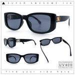 Womens Narrow Rectangle Mod Luxury Fashion Plastic Sunglasses