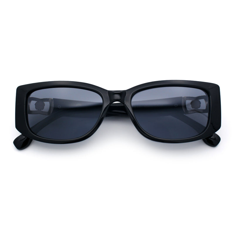 Womens Narrow Rectangle Mod Luxury Fashion Plastic Sunglasses