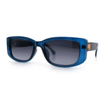 Womens Narrow Rectangle Mod Luxury Fashion Plastic Sunglasses