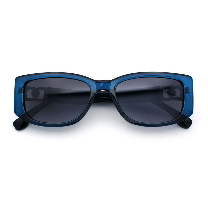 Womens Narrow Rectangle Mod Luxury Fashion Plastic Sunglasses