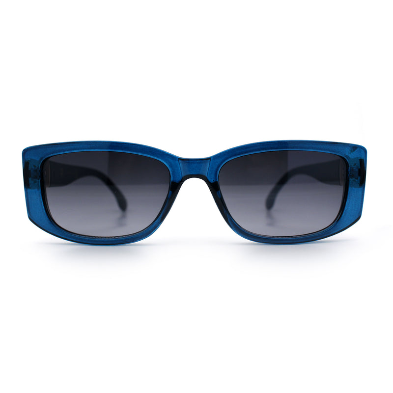 Womens Narrow Rectangle Mod Luxury Fashion Plastic Sunglasses
