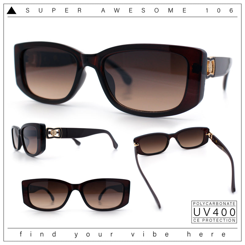 Womens Narrow Rectangle Mod Luxury Fashion Plastic Sunglasses