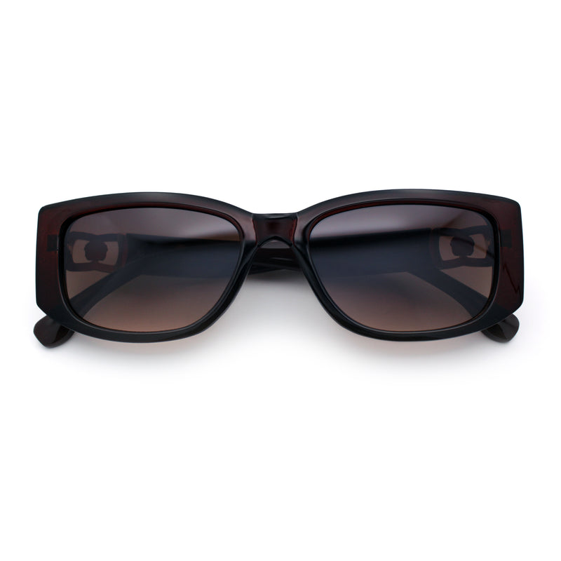 Womens Narrow Rectangle Mod Luxury Fashion Plastic Sunglasses